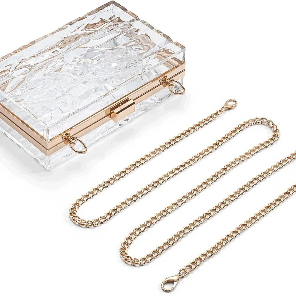 Women's Clear Acrylic Purse Evening Bag Clutch Crossbody Wedding Party